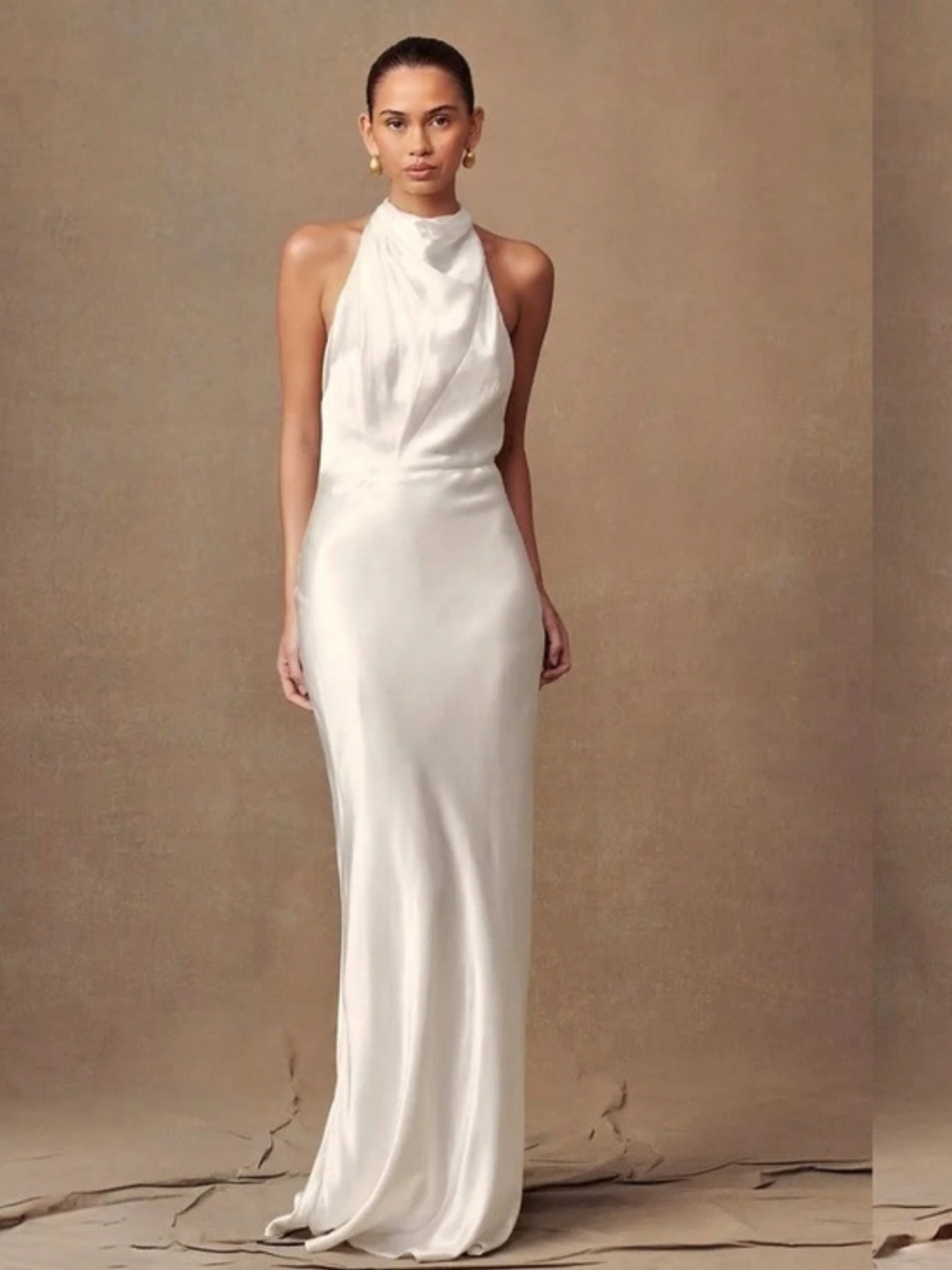 ESTHER Iridescent Satin Cowl Maxi Dress